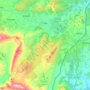 Топографическая карта Xaló, высота, рельеф