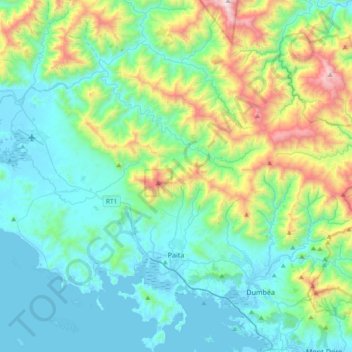 Топографическая карта Païta, высота, рельеф