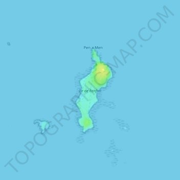 Топографическая карта Île de Penfret, высота, рельеф