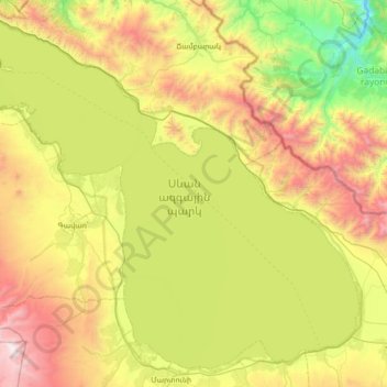 Топографическая карта Севан, высота, рельеф