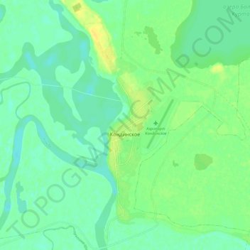 Топографическая карта Кондинское, высота, рельеф