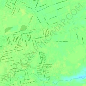 Топографическая карта Jardim Santana, высота, рельеф