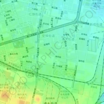 Топографическая карта 安埠街道, высота, рельеф