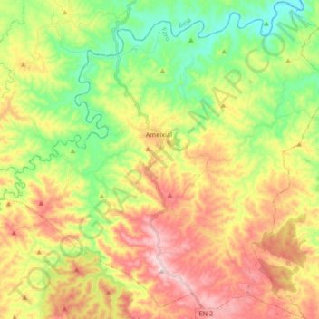 Топографическая карта Ameixial, высота, рельеф