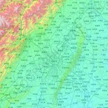 Топографическая карта 成都市, высота, рельеф