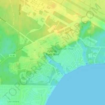Топографическая карта Eglin Air Force Base, высота, рельеф