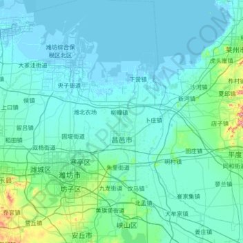 Топографическая карта Changyi City, высота, рельеф