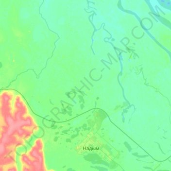 Топографическая карта Надым, высота, рельеф