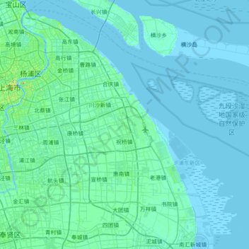 Топографическая карта 祝桥镇, высота, рельеф