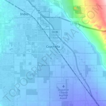 Топографическая карта Coachella, высота, рельеф