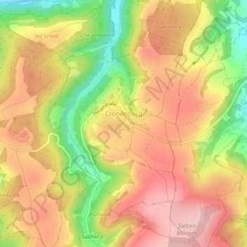 Топографическая карта Cronenberg, высота, рельеф