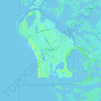 Топографическая карта Marco Island, высота, рельеф