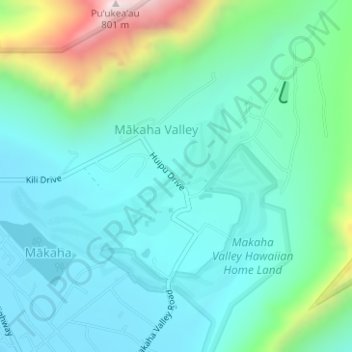 Топографическая карта Makaha Valley, высота, рельеф