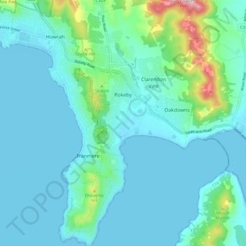 Топографическая карта Rokeby, высота, рельеф