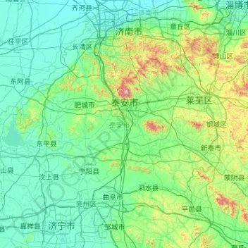 Топографическая карта Tai'an, высота, рельеф