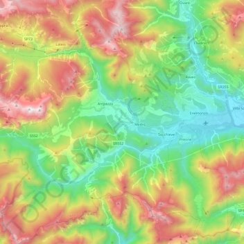 Топографическая карта Socchieve, высота, рельеф