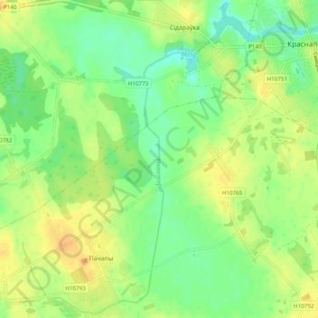 Топографическая карта Молостовка, высота, рельеф