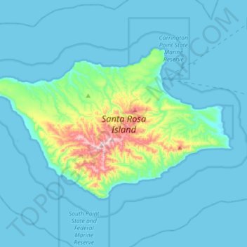 Топографическая карта Santa Rosa Island, высота, рельеф