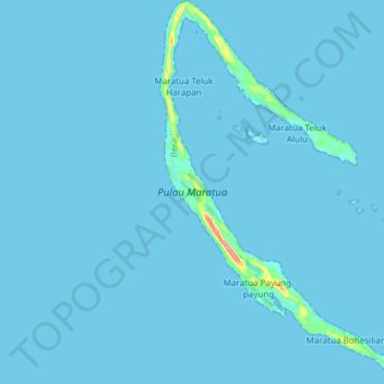 Топографическая карта Pulau Maratua, высота, рельеф