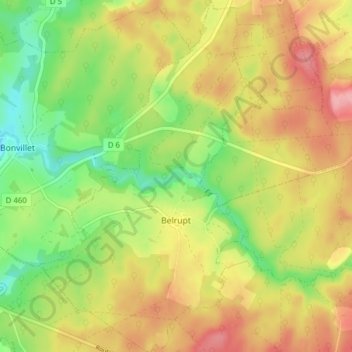 Топографическая карта Belrupt, высота, рельеф