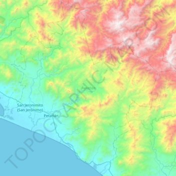 Топографическая карта Petatlán, высота, рельеф