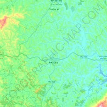 Топографическая карта Piraúba, высота, рельеф