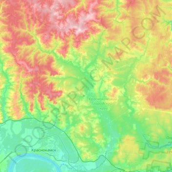 Топографическая карта Ласьва, высота, рельеф