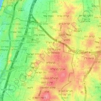 Топографическая карта Herzliya, высота, рельеф