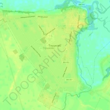 Топографическая карта городское поселение Глушково, высота, рельеф