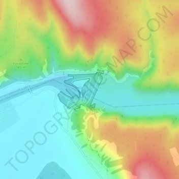 Топографическая карта Юмагузинская ГЭС, высота, рельеф