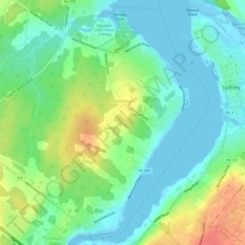 Топографическая карта Westmount, высота, рельеф