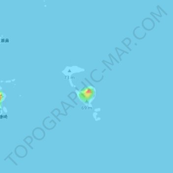 Топографическая карта 祇苗島, высота, рельеф