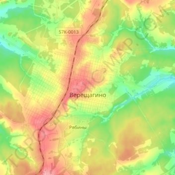Топографическая карта Верещагино, высота, рельеф