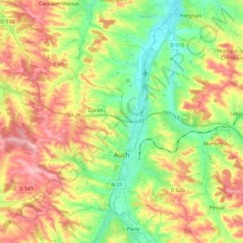 Топографическая карта Ош, высота, рельеф