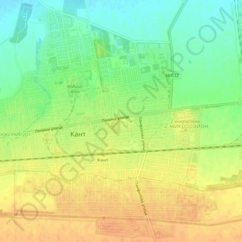 Топографическая карта Кант, высота, рельеф