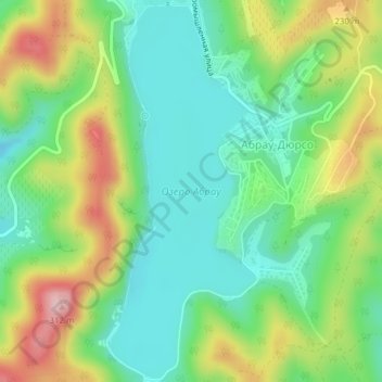 Топографическая карта Озеро Абрау, высота, рельеф