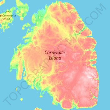 Топографическая карта Cornwallis Island, высота, рельеф