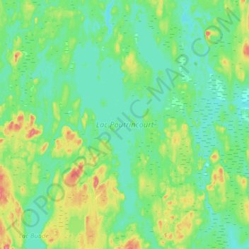 Топографическая карта Lac Poutrincourt, высота, рельеф
