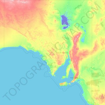 Топографическая карта South Australia, высота, рельеф