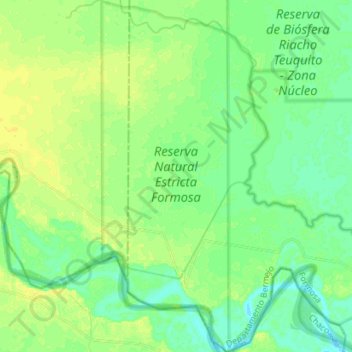 Топографическая карта Reserva Natural Estricta Formosa, высота, рельеф