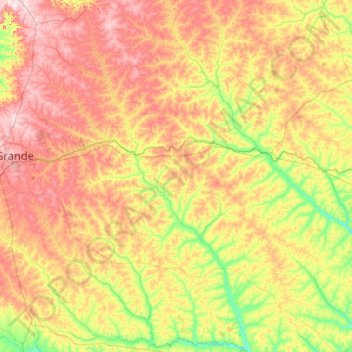 Топографическая карта Ribas do Rio Pardo, высота, рельеф