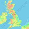 Топографическая карта Великобрита́ния, высота, рельеф