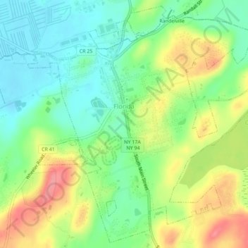 Топографическая карта Village of Florida, высота, рельеф