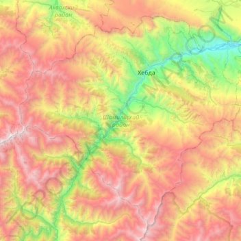 Топографическая карта Шамильский район, высота, рельеф