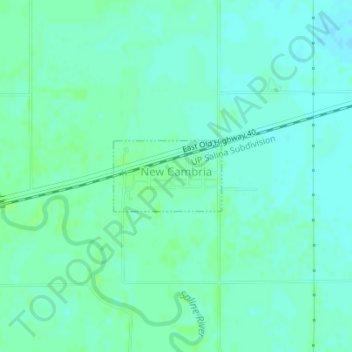 Топографическая карта New Cambria, высота, рельеф