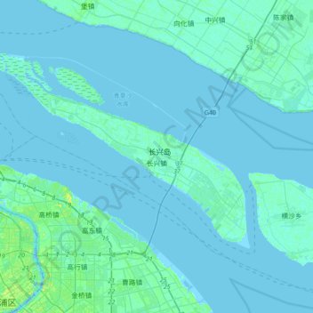 Топографическая карта 长兴镇, высота, рельеф