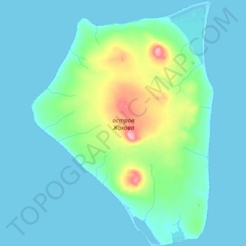 Топографическая карта остров Жохова, высота, рельеф