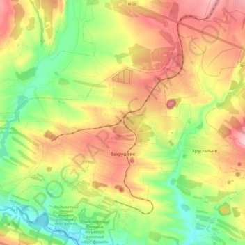 Топографическая карта Вахрушево, высота, рельеф