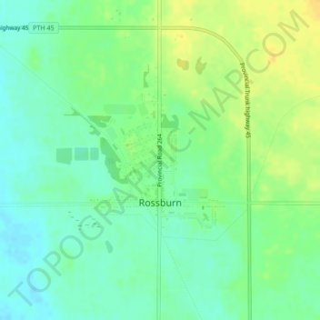 Топографическая карта Rossburn, высота, рельеф