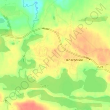 Топографическая карта Пяозерский, высота, рельеф